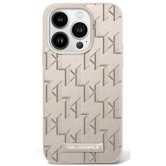 Original Case IPHONE 16 Karl Lagerfeld Hardcase Hot Stamp MagSafe (KLHMP16SPKHPORPE) beige