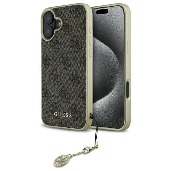 Original Case IPHONE 16 PLUS Guess Hardcase 4G Charms Collection (GUHCP16MGF4GBR) brown