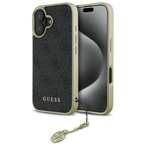 Original Case IPHONE 16 PLUS Guess Hardcase 4G Charms Collection (GUHCP16MGF4GGR) black