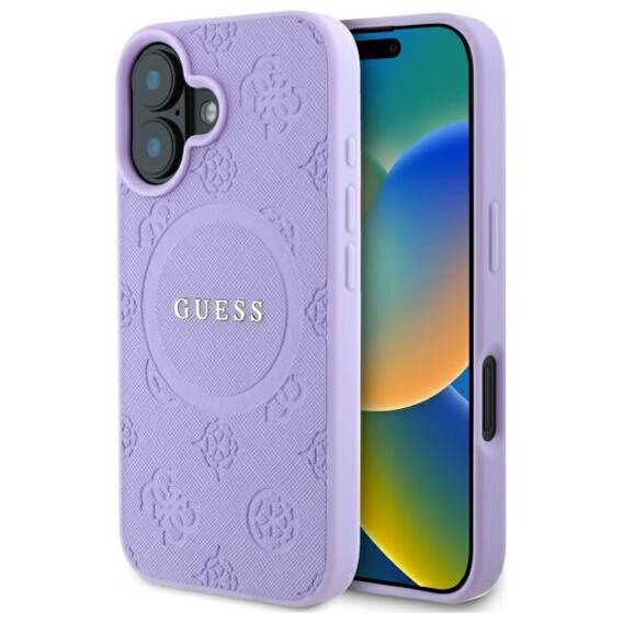 Original Case IPHONE 16 PLUS Guess Hardcase Saffiano Peony Classic Logo MagSafe (GUHMP16MPSAPSMEU) purple