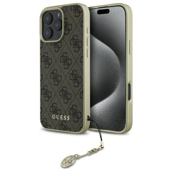 Original Case IPHONE 16 PRO Guess Hardcase 4G Charms Collection (GUHCP16LGF4GBR) brown