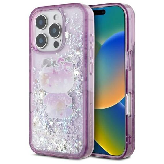 Original Case IPHONE 16 PRO Hello Kitty Hardcase Liquid Glitter 50TH Anniversary Party (HKHCP16LL50PPU) purple