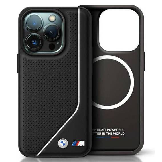 Original Case IPHONE 16 PRO MAX BMW Hardcase M Perforated Twisted Line MagSafe (BMHMP16X23PUCPK) black