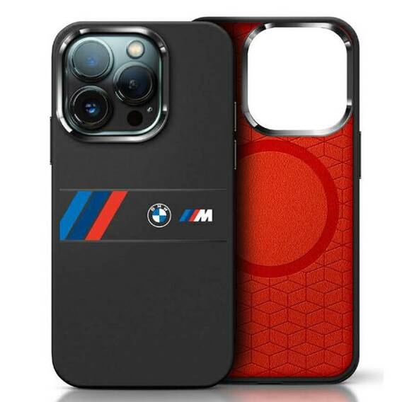 Original Case IPHONE 16 PRO MAX BMW Hardcase Silicone Middle Stripe MagSafe (BMHMP16X23SAXK) black