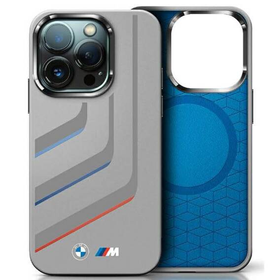 Original Case IPHONE 16 PRO MAX BMW Hardcase Silicone Turning Lines MagSafe (BMHMP16X23SLIG) gray