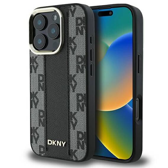 Original Case IPHONE 16 PRO MAX DKNY Hardcase Checkered Pattern MagSafe (DKHMP16XPCPVSLK) black