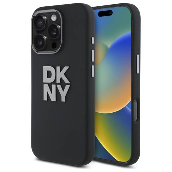 Original Case IPHONE 16 PRO MAX DKNY Hardcase Liquid Silicone Metal Logo (DKHCP16XSMCBSK) black