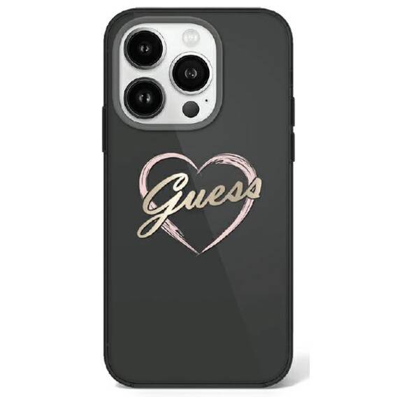 Original Case IPHONE 16 PRO MAX Guess Hardcase IML Heart (GUHCP16XHCHGSPK) black