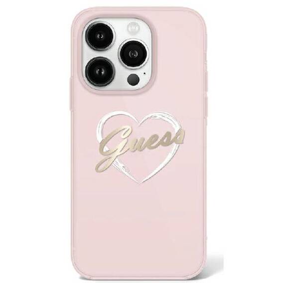 Original Case IPHONE 16 PRO MAX Guess Hardcase IML Heart (GUHCP16XHCHGSPP) pink