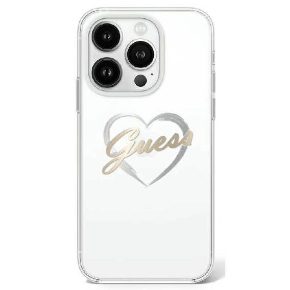 Original Case IPHONE 16 PRO MAX Guess Hardcase IML Heart (GUHCP16XHCHGSPT) transparent