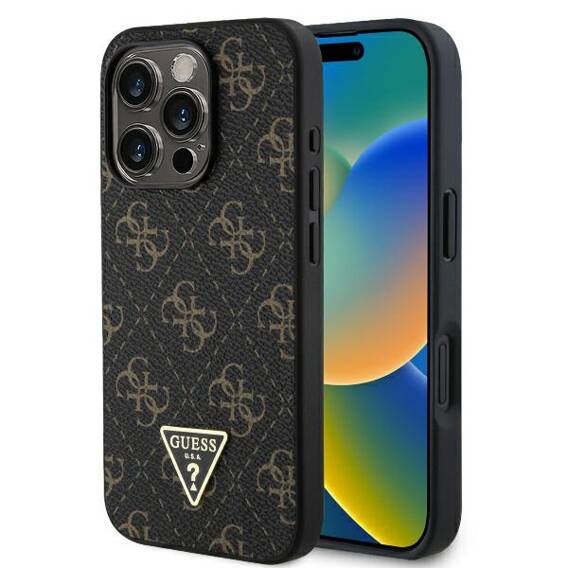 Original Case IPHONE 16 PRO MAX Guess Hardcase New 4G Triangle (GUHCP16XPG4GPK) black