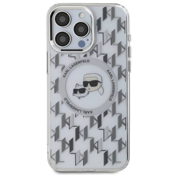 Original Case IPHONE 16 PRO MAX Karl Lagerfeld IML Monogram Karl&Choupette Head MagSafe (KLHMP16XHMCKMHT) transparent