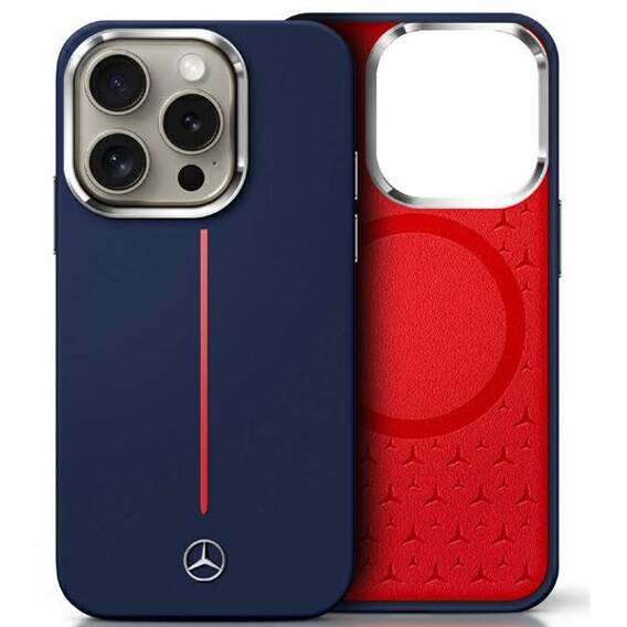 Original Case IPHONE 16 PRO MAX Mercedes Hardcase Silicone Red Stripe MagSafe (MEHMP16X23SUMRV)