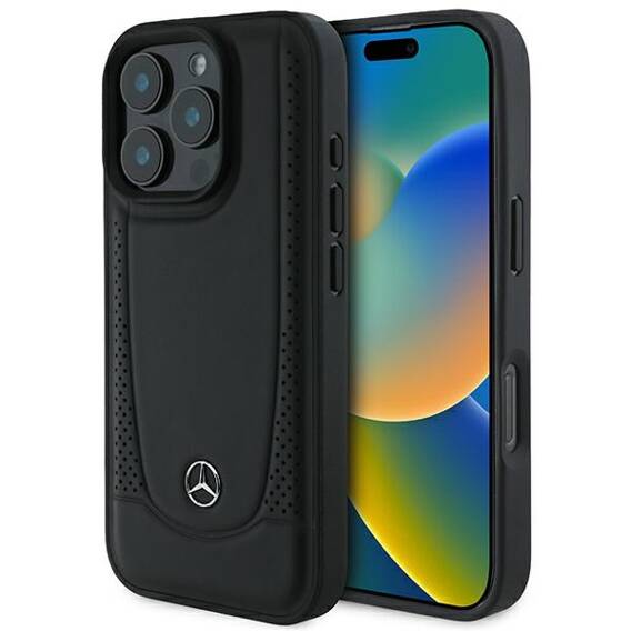 Original Case IPHONE 16 PRO Mercedes Hardcase Leather Urban (MEHCP16LARMBK) black