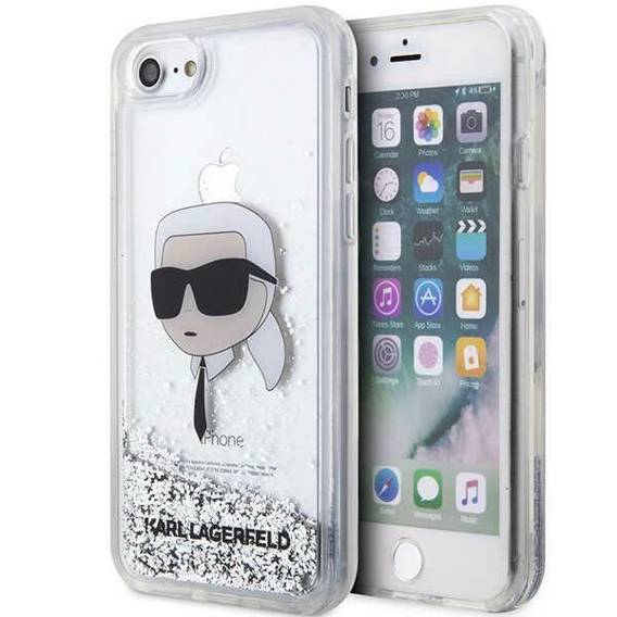 Original Case IPHONE SE 2022 / SE 2020 / 7 / 8 Karl Lagerfeld Hardcase Glitter Karl`s Head (KLHCI8LNKHCH) silver