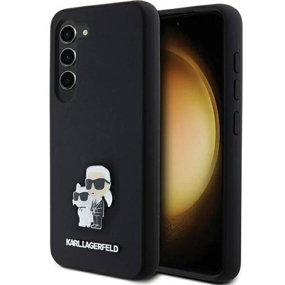 Original Case SAMSUNG GALAXY S23 Karl Lagerfeld Hardcase Silicone Karl&Choupette Metal Pin (KLHCS23SSMHKCNPK) black