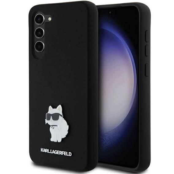 Original Case SAMSUNG GALAXY S23+ Karl Lagerfeld Silicone Choupette Metal Pin (KLHCS23MSMHCNPK) black