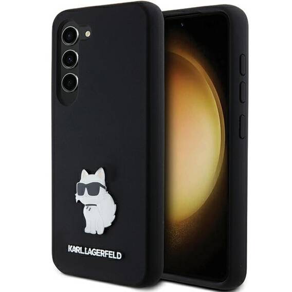 Original Case SAMSUNG GALAXY S23 Karl Lagerfeld Silicone Choupette Metal Pin (KLHCS23SSMHCNPK) black