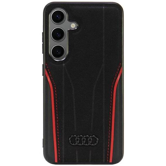 Original Case SAMSUNG GALAXY S24 Audi Genuine Leather MagSafe Hardcase (AU-TPUPCS24-R8/D3-RD) black & red