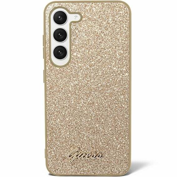 Original Case SAMSUNG GALAXY S24 Guess Hardcase Glitter Script (GUHCS24SHGGSHD) gold