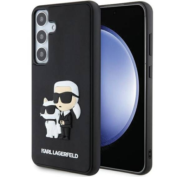 Original Case SAMSUNG GALAXY S24 Karl Lagerfeld Hardcase 3D Rubber Karl`s&Choupette (KLHCS24S3DRKCNK) black