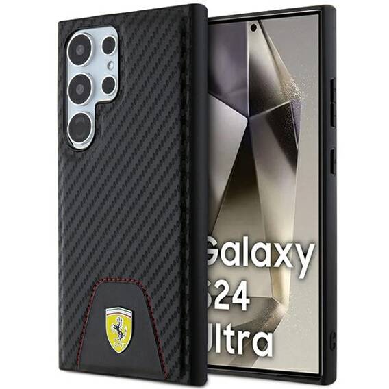 Original Case SAMSUNG GALAXY S24 ULTRA Ferrari Hardcase Carbon Stitched Bottom (FEHCS24LN3PUK) black