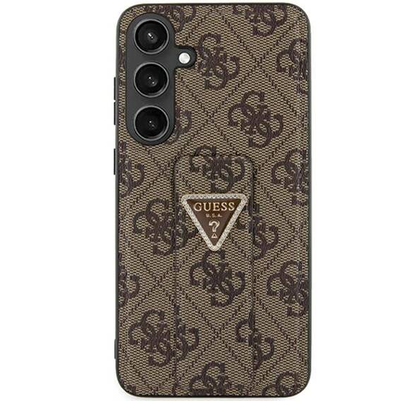 Original Case SAMSUNG GALAXY S24 ULTRA Guess Hardcase Grip Stand 4G Triangle Strass (GUHCS24LPGS4TDW) brown