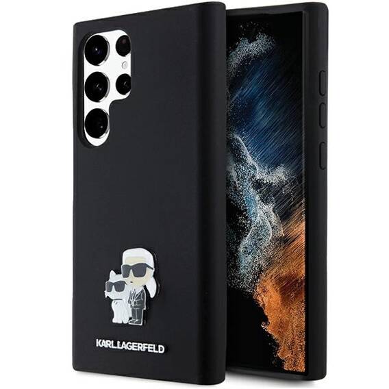 Original Case SAMSUNG GALAXY S24 ULTRA Karl Lagerfeld Hardcase Silicone Karl&Choupette Metal Pin (KLHCS24LSMHKCNPK) black