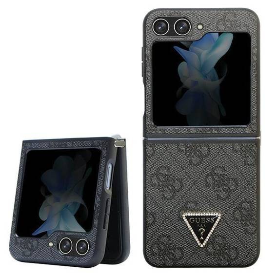 Original Case SAMSUNG GALAXY Z FLIP 5 Guess Hardcase Leather 4G Diamond Triangle (GUHCZF5P4TDPK) black