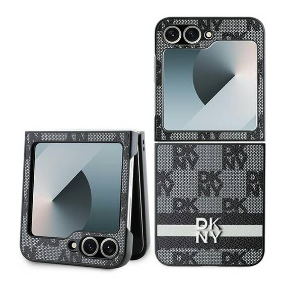 Original Case SAMSUNG GALAXY Z FLIP 6 DKNY Chequered Pattern Printed Stripes (DKHCZF6PCPTSSK) black