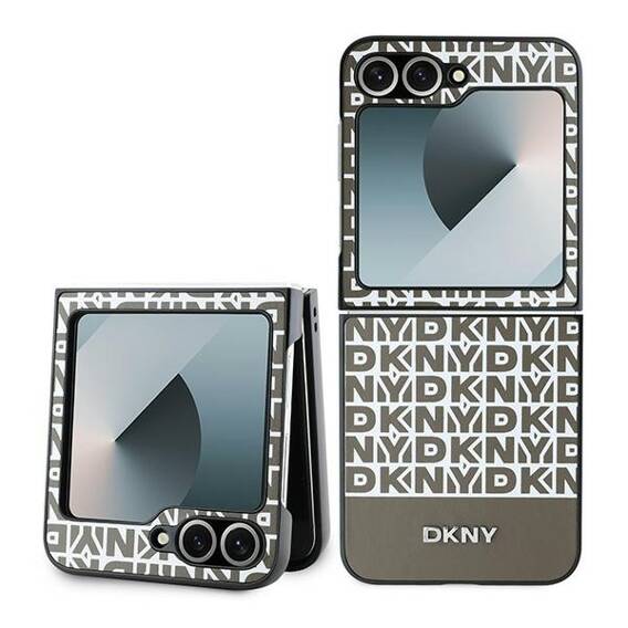 Original Case SAMSUNG GALAXY Z FLIP 6 DKNY Repeat Pattern Bottom Stripe (DKHCZF6PSOSPW) brown