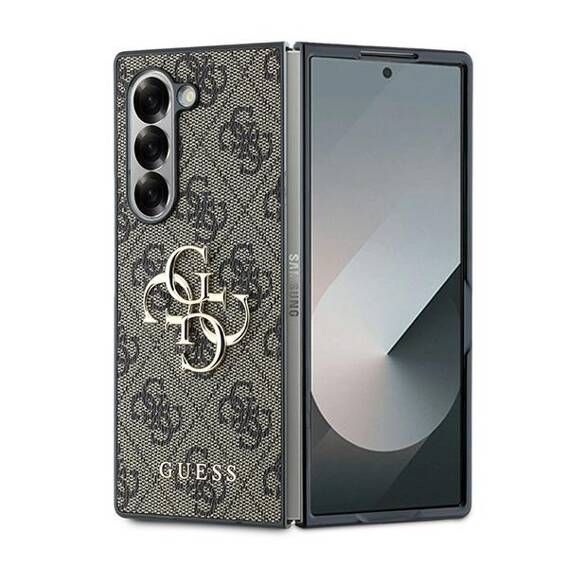 Original Case SAMSUNG GALAXY Z FOLD 6 Guess Hardcase Leather 4G Metal Logo (GUHCZFD64GMGBR) brown