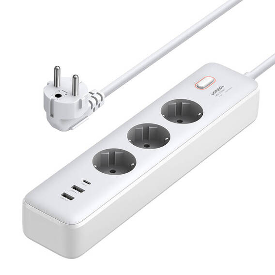 Power Strip 30W 2m 3x AC + 2x USB + USB-C UGREEN CD286 white