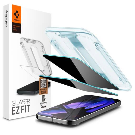 Privatizing Glass GOOGLE PIXEL 9 / 9 PRO Spigen Glas.tr "EZ Fit" Privacy 2-pack