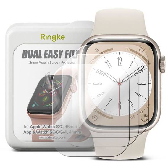 Protective Film APPLE WATCH 4 / 5 / 6 / 7 / 8 / SE ( 44 / 45 MM) Rinke Dual Easy 3-pack Clear transparent