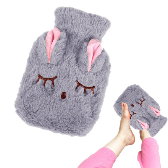 Rubber Hot Water Bottle in Gray Cover