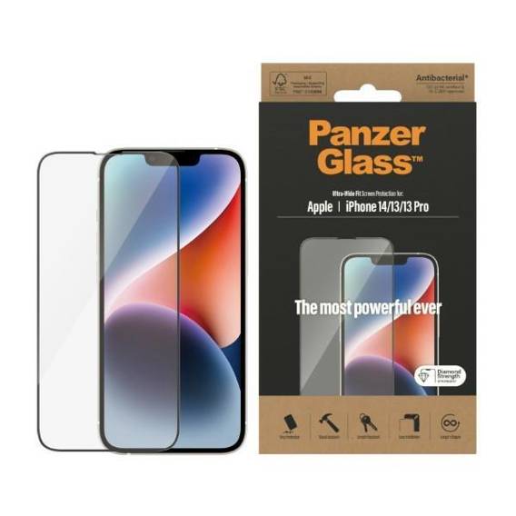 Tempered Glass 5D IPHONE 14 / 13 PRO / 13 PanzerGlass Ultra-Wide Fit Screen Protection Antibacterial (2771)