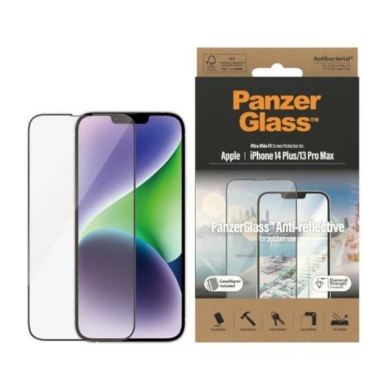 Tempered Glass 5D IPHONE 14 PLUS / 13 PRO MAX PanzerGlass Ultra-Wide Fit Screen Protection Anti-reflective Antibacterial Easy Aligner Included (2789)