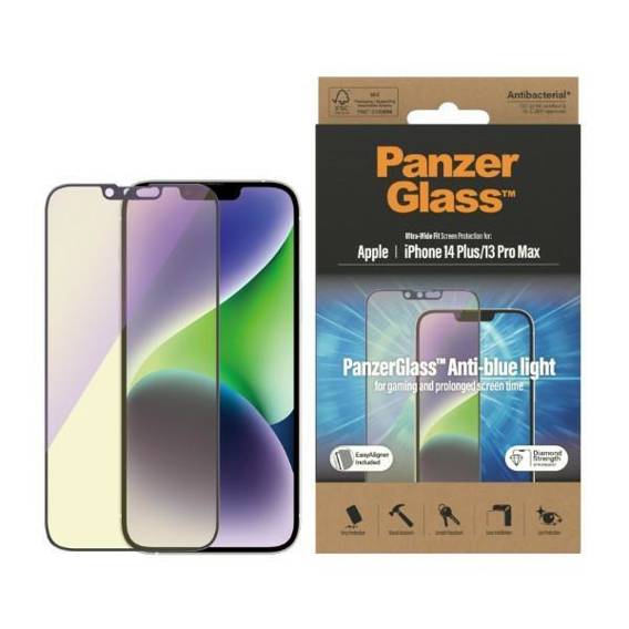 Tempered Glass 5D IPHONE 14 PLUS / 13 PRO MAX PanzerGlass Ultra-Wide Fit Screen Protection Antibacterial Easy Aligner Included Anti-blue light (2793)