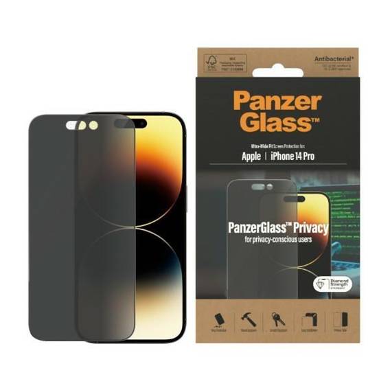 Tempered Glass 5D IPHONE 14 PRO PanzerGlass Ultra-Wide Fit Privacy Screen Protection Antibacterial (P2772)