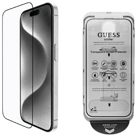 Tempered Glass 5D IPHONE 16 PRO MAX Guess Screen Protector 2.5D Outline (GUTGP16XBOKGCIT)