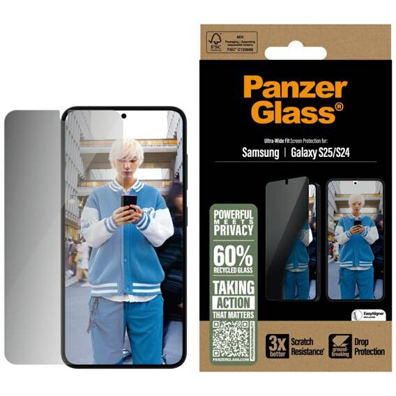 Tempered Glass 5D SAMSUNG GALAXY S25 PanzerGlass Privacy Screen Protector Ultra-Wide Fit