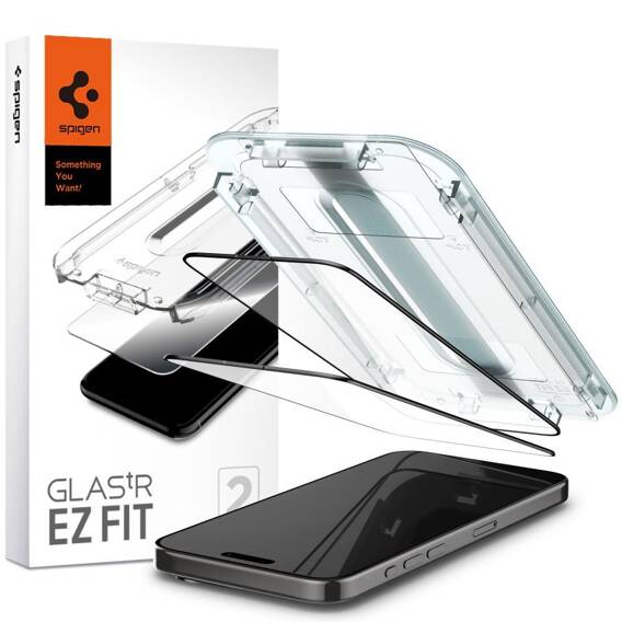 Tempered Glass APPLE IPHONE 15 PRO Spigen Glas.tr "EZ Fit" FC 2-pack black