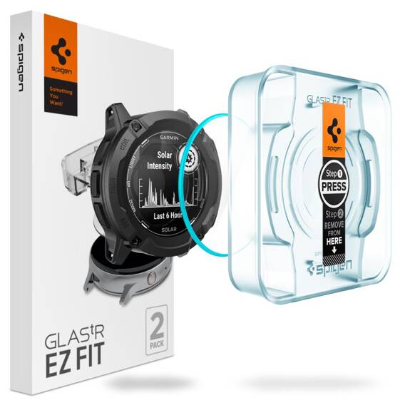 Tempered Glass GARMIN INSTINCT 2X SOLAR Spigen Glas.tr ”EZ-Fit” 2-Pack Clear