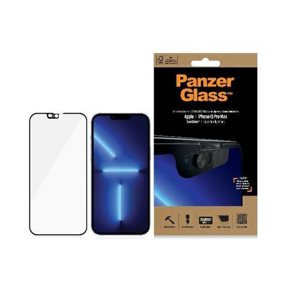 Tempered Glass IPHONE 13 PRO MAX PanzerGlass E2E Microfracture CamSlider Case Friendly AntiBacterial (2749) black