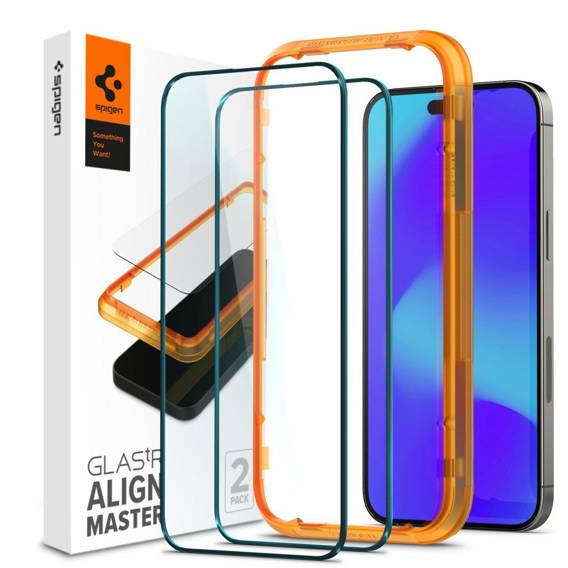 Tempered Glass IPHONE 14 PRO Spigen ALM Glass FC 2-pack black