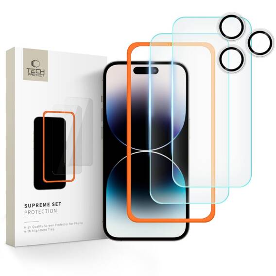 Tempered Glass IPHONE 16 PRO MAX Tech-Protect Supreme Set Clear