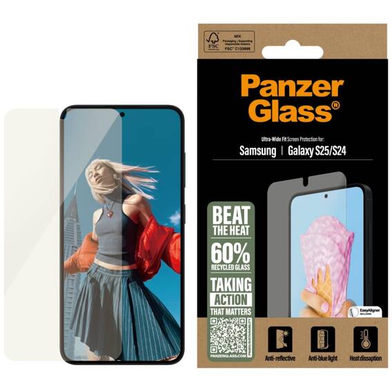 Tempered Glass SAMSUNG GALAXY S25 PanzerGlass All-in-One Ultra-Wide Fit