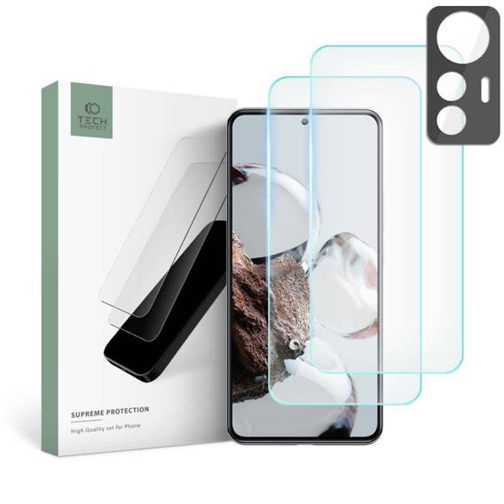 Tempered Glass XIAOMI 12T Tech-Protect Supreme Set Clear