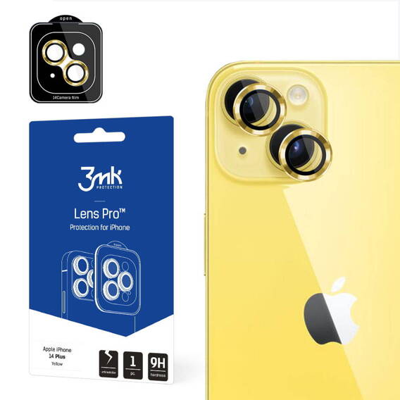 Tempered Glass for Camera IPHONE 14 3MK Lens Protection Pro yellow